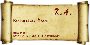Kolonics Ákos névjegykártya