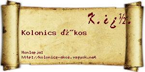 Kolonics Ákos névjegykártya